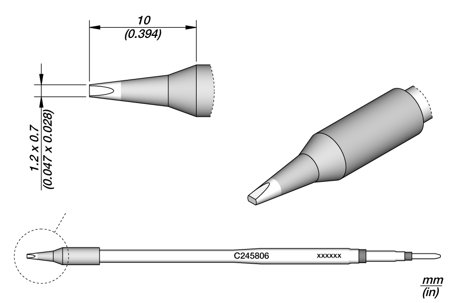 C245806 - Chisel Cartridge 1.2 x 0.7 L